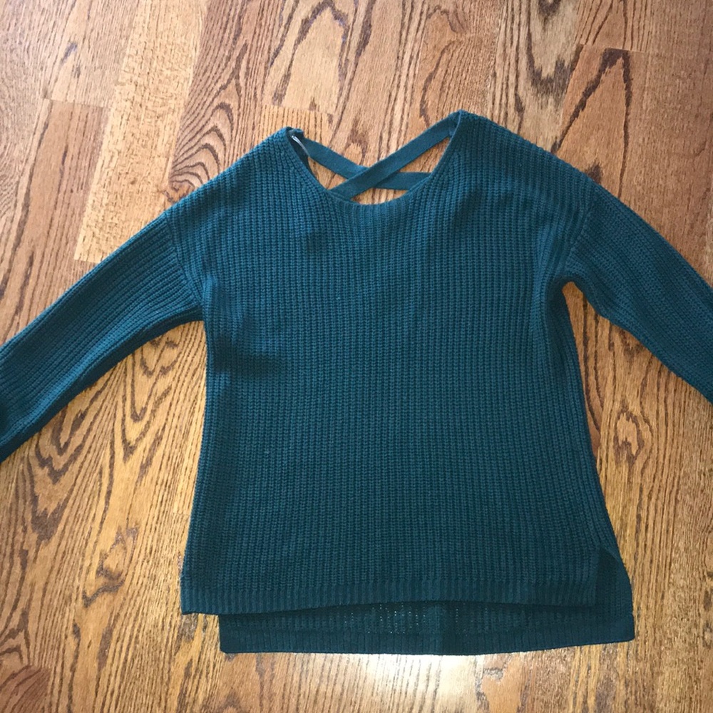 Charlotte Russe Criss Cross Back Green Sweater